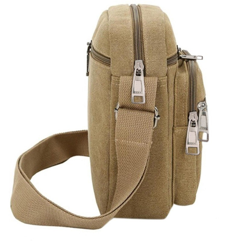 Multifunctional Men's Shoulder Bag Flap Solid Color Casual Messenger Canvas Travel Male Crossbody Bags