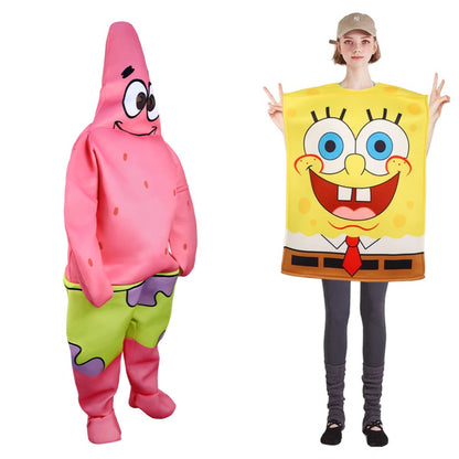 Cartoon SquarePants Cosplay Costume Sponge Patrickstar Jumpsuit for Women Girls Men Boys Halloween Carnival Party Costumes