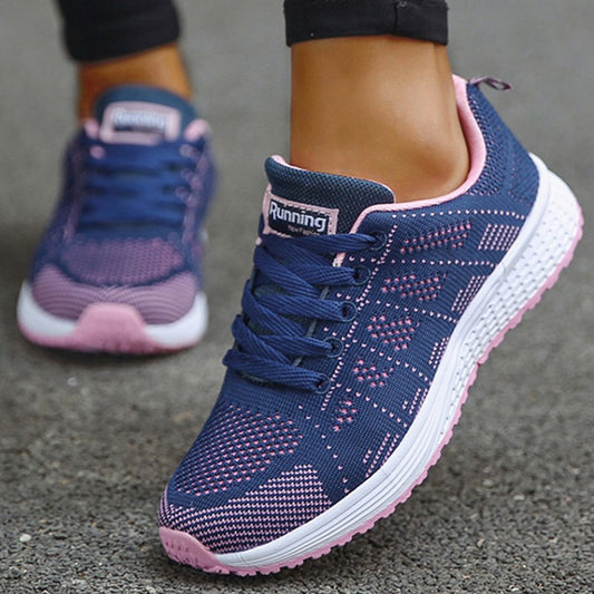 Women's Sneaker 2025 New Fashion Breathable Trainers Comfortable Sneakers Mesh Fabric Lace Up Women's Tennis Shoes For Women