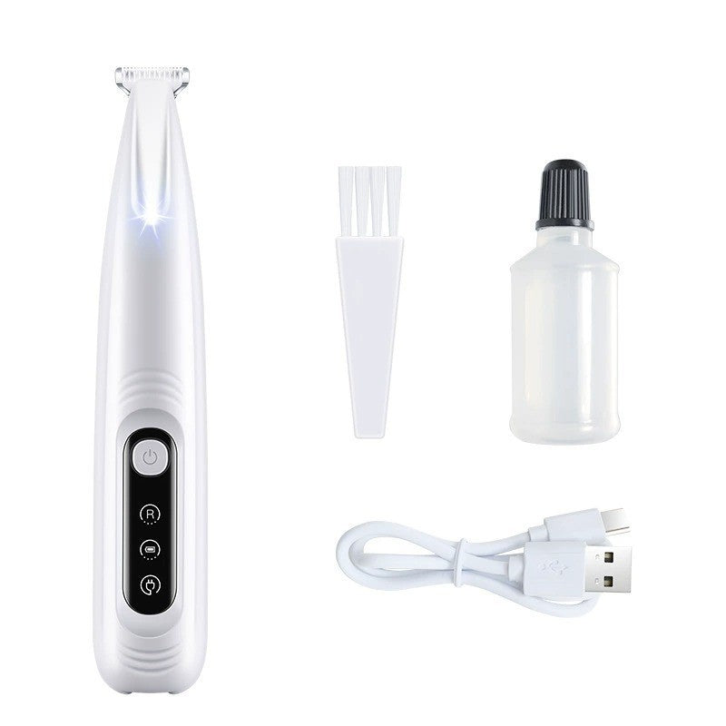Aparador de Patas de Cachorro Atualizado com Luz LED Aparador de Pelos Portátil Impermeável para Animais de Estimação com Visor Máquina de Tosa para Cães Lâmina Alargada de 18mm