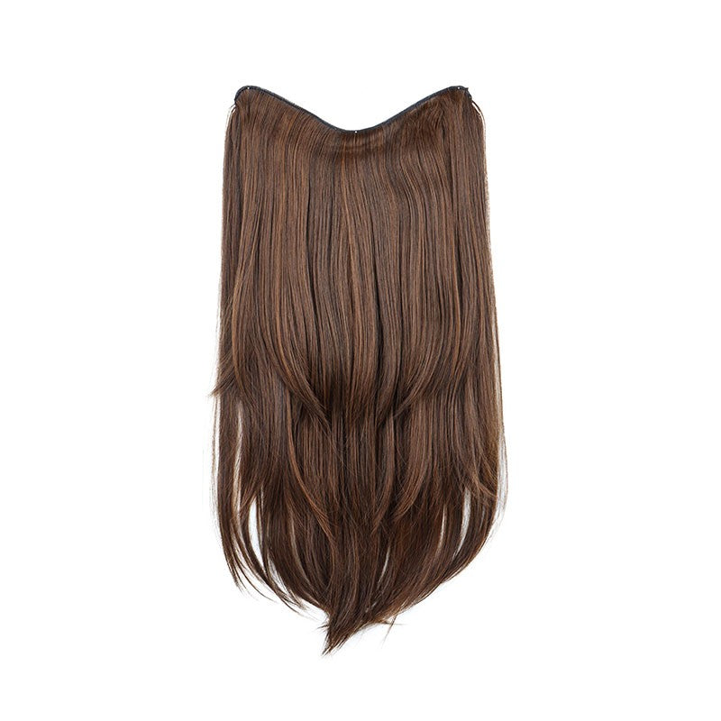 Alongamento de Cabelo Sintético de 22 Polegadas em Formato V, Longo e Liso, Peça de Cabelo em Camadas Natural Invisível para Uso Diário Feminino em Festas e no Dia a Dia