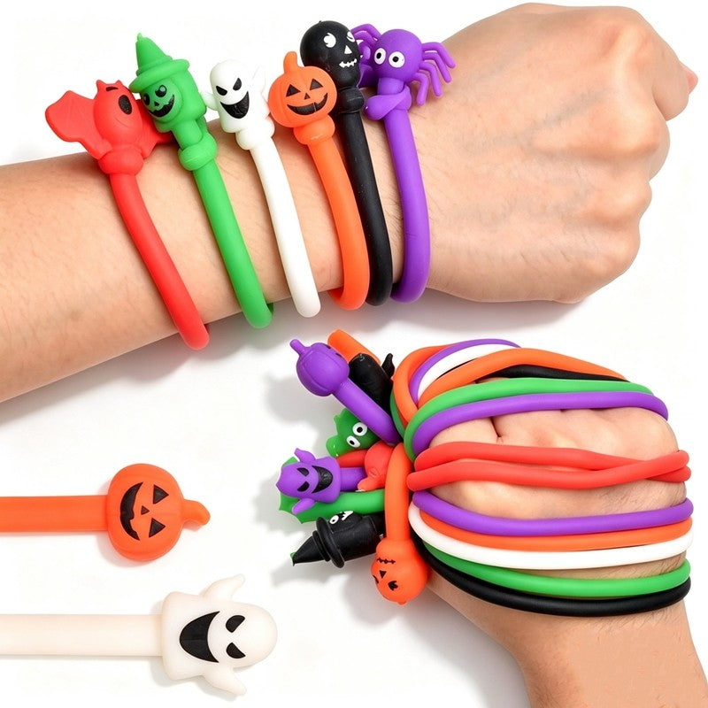Soft Stretch Silicone Wristbands Spider Bat Skull Pumpkin Ghost Halloween Party Favors Goodie Bag Fillers Trick or Treat Rewards