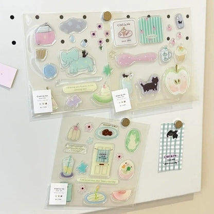 Korean INS-style Jelly Stickers Cute 3D Relief Decal Decorative Kawaii Stickers Mobile Phone Case DIY PC Waterproof Decals