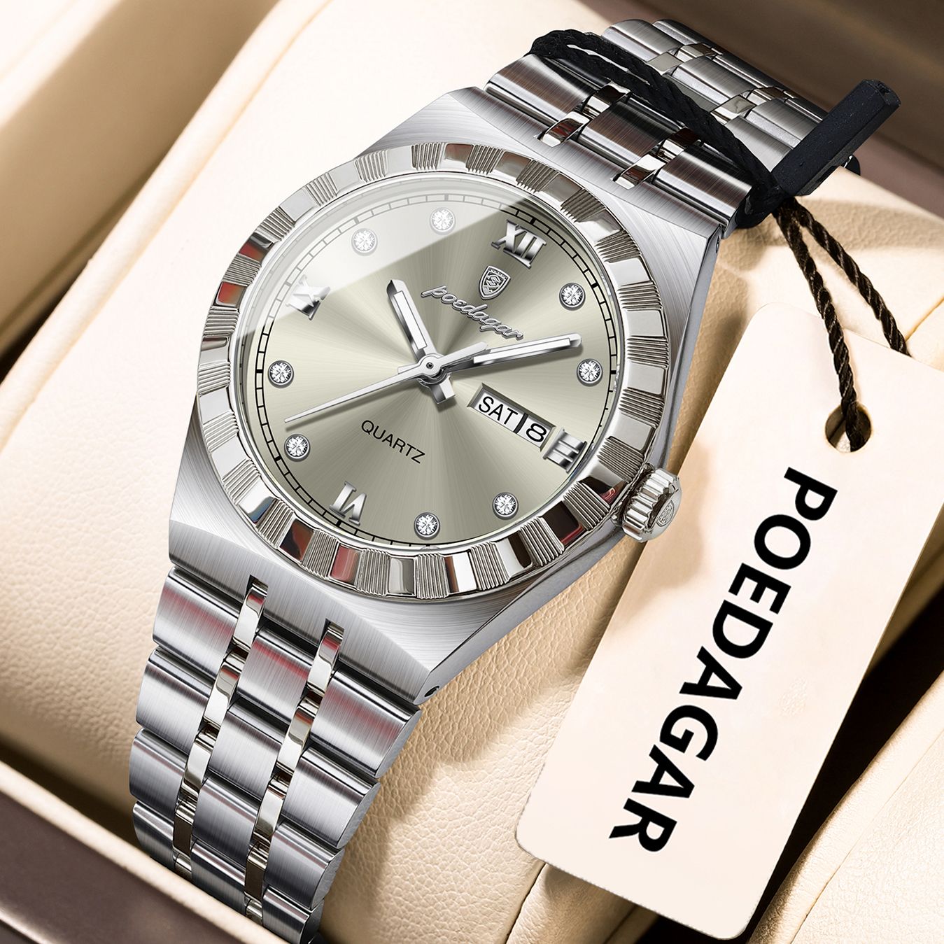 POEDAGAR Luxury Original Ladies Watch Luminous Waterproof Week Date Woman Wristwatch Stainless Steel Women Quartz Watches Female