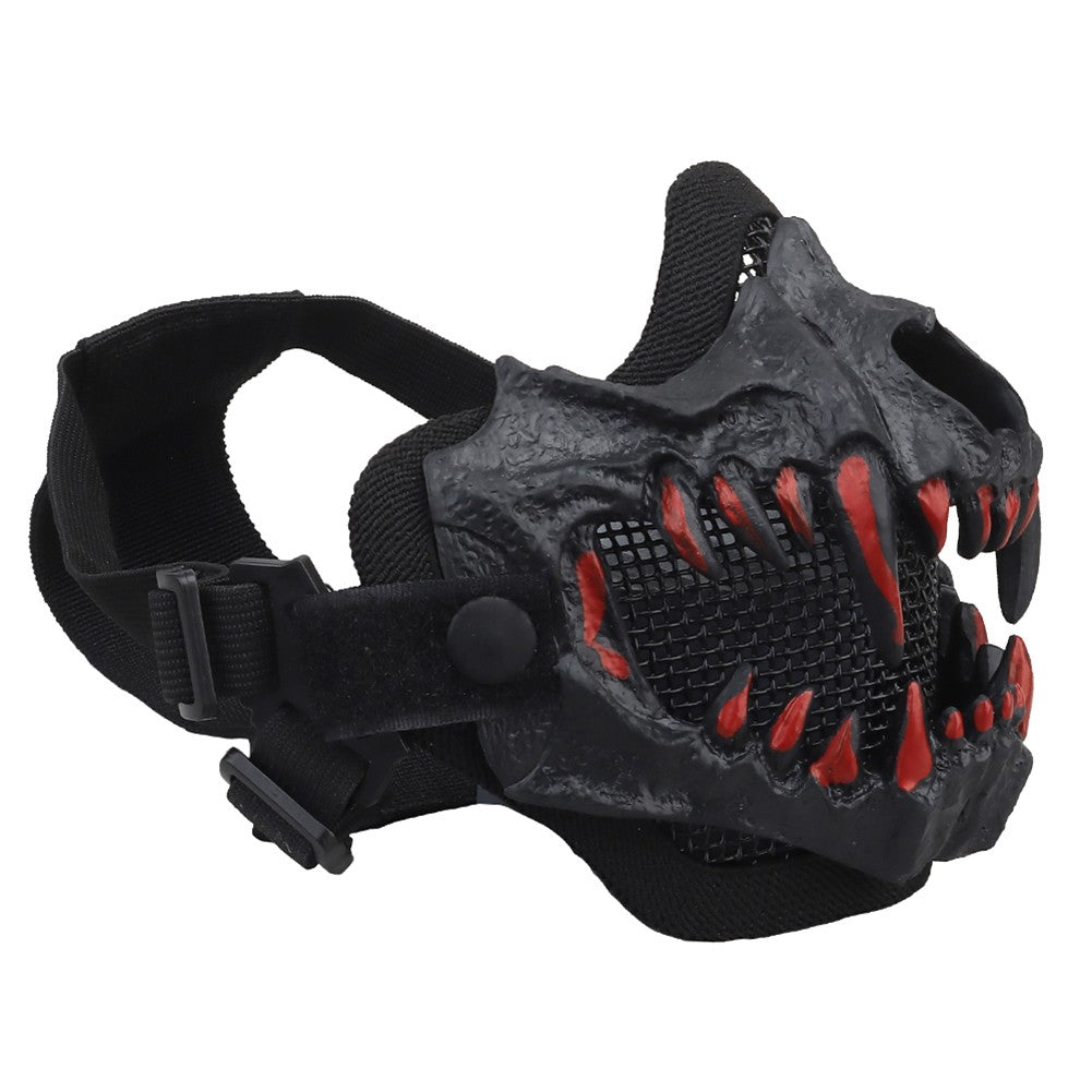 Fangs Cosplay Airsoft Mask Multipurpose Half Face Mask Adjustable Strap Breathable Headwear Halloween Horror Party Decor