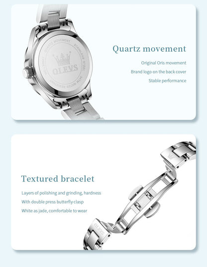 OLEVS Women's Watches Trend Elegant Stainless Steel Original Brand Small Dial Quartz Wristwatch for Lady Waterproof Luminous New