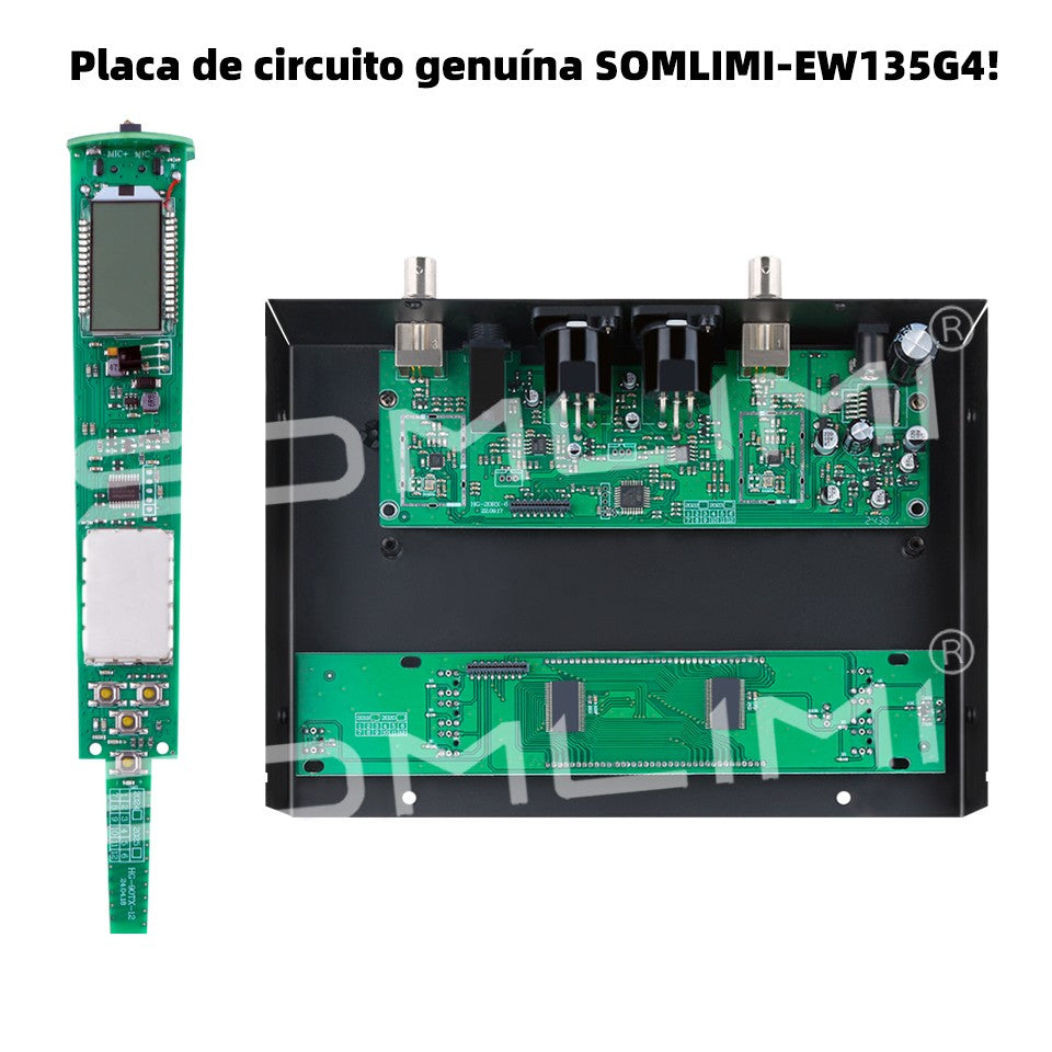 SOMLIMI EW135G4 Sistema de Microfone Sem Fio Duplo UHF Profissional para Palco Desempenho Dinâmico de Longa Distância Metal Portátil
