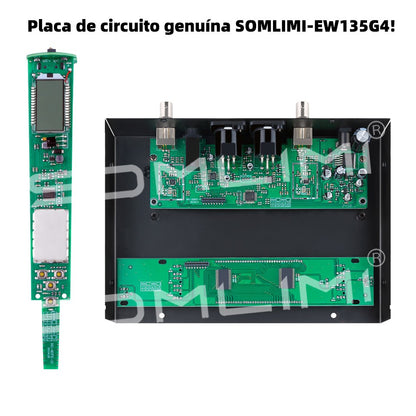 SOMLIMI EW135G4 Sistema de Microfone Sem Fio Duplo UHF Profissional para Palco Desempenho Dinâmico de Longa Distância Metal Portátil