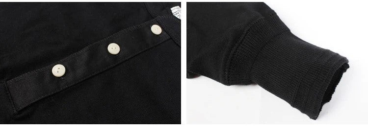 Bronson 350g Heavyweight L/S Henley Shirt Vintage Plain Base T-Shirt For Men
