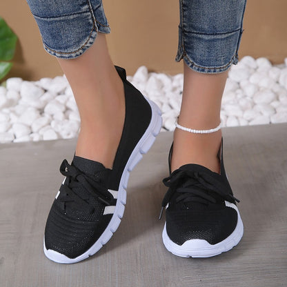 Fashion Striped Knitted Flats Women 2025 Summer Soft Sole Non Slip Walking Shoes Woman Plus Size 36-43 Low Heel Loafer Female