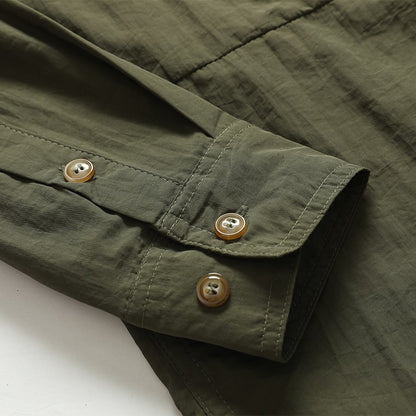 2024 New Summer Cargo Shirt for Men Long Sleeve 2-Pocket Shirts Outdoor Casual Colthing Solid Color Quick-dry Tops Overshirt