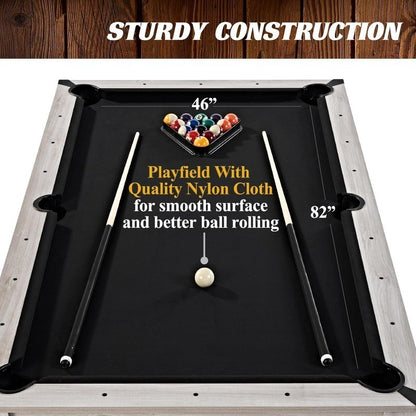 7ft 3-in-1 Pool Table with Drop Pockets, Convertible Dining Top & Table Tennis, Includes Game Accessories