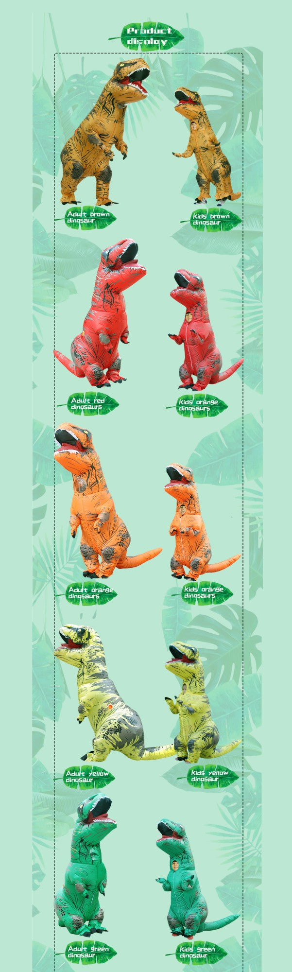 Adult Kids T-Rex Dinosaur Inflatable Costumes Purim Halloween Christmas Mascot Anime Party Cosplay Costume Dress Fancy Suits
