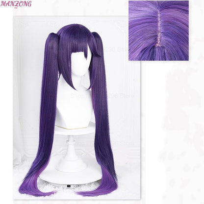 Peruca Cosplay Mona Peruca Roxa Longa 80cm Camadas Perucas Cosplay Anime Perucas Sintéticas Resistentes ao Calor