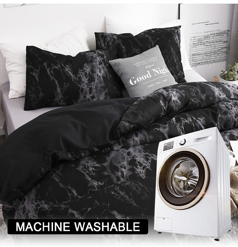 Conjunto de Capa de Edredom Estampada com Padrão de Mármore, 3 Peças, Conjunto de Cama Macio e Suave para a Pele, Inclui 1 Capa de Edredom e 2 Fronhas