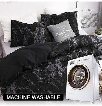 Conjunto de Capa de Edredom Estampada com Padrão de Mármore, 3 Peças, Conjunto de Cama Macio e Suave para a Pele, Inclui 1 Capa de Edredom e 2 Fronhas