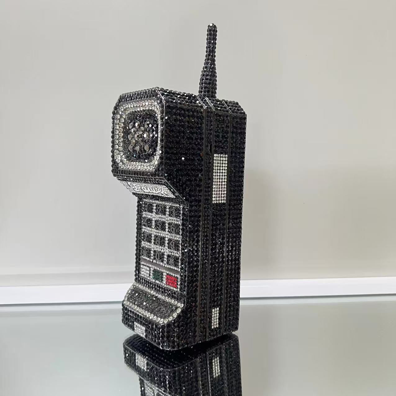 XIYUAN Newest Cellphone Shaped Rhinestone Evening Clutch Purse Luxury Diamond Wedding Party Bag Lady Pink Crystal Bridal Handbag