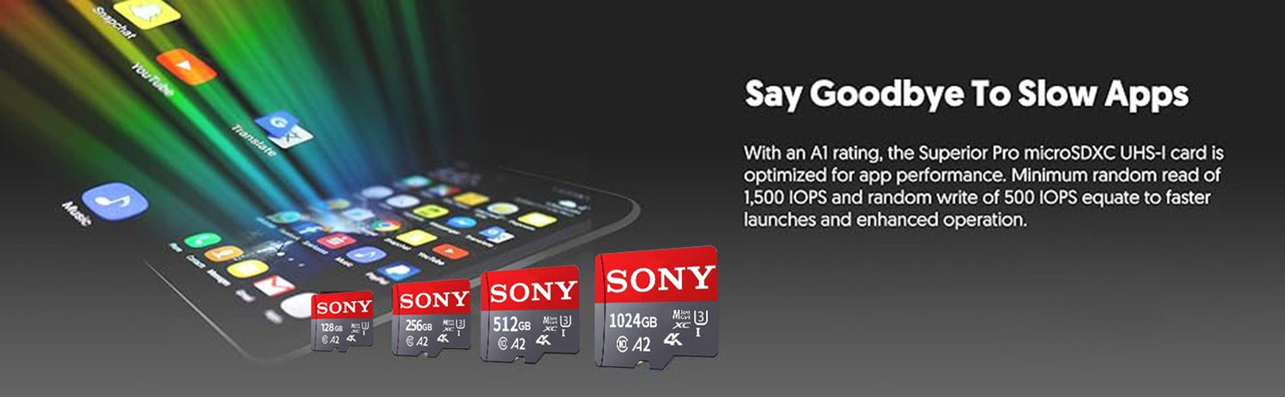 Cartão de Memória SONY SD 128GB 256GB de Alta Velocidade Micro TF SD 1024GB 512GB A2 U3 V30 Flash Cards Para Celular Xiaomi PC Câmera
