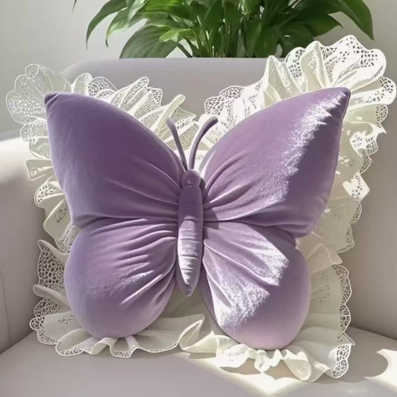 Butterfly-shaped throw pillow, cute cushion for bedroom sofa, home decor novelty item