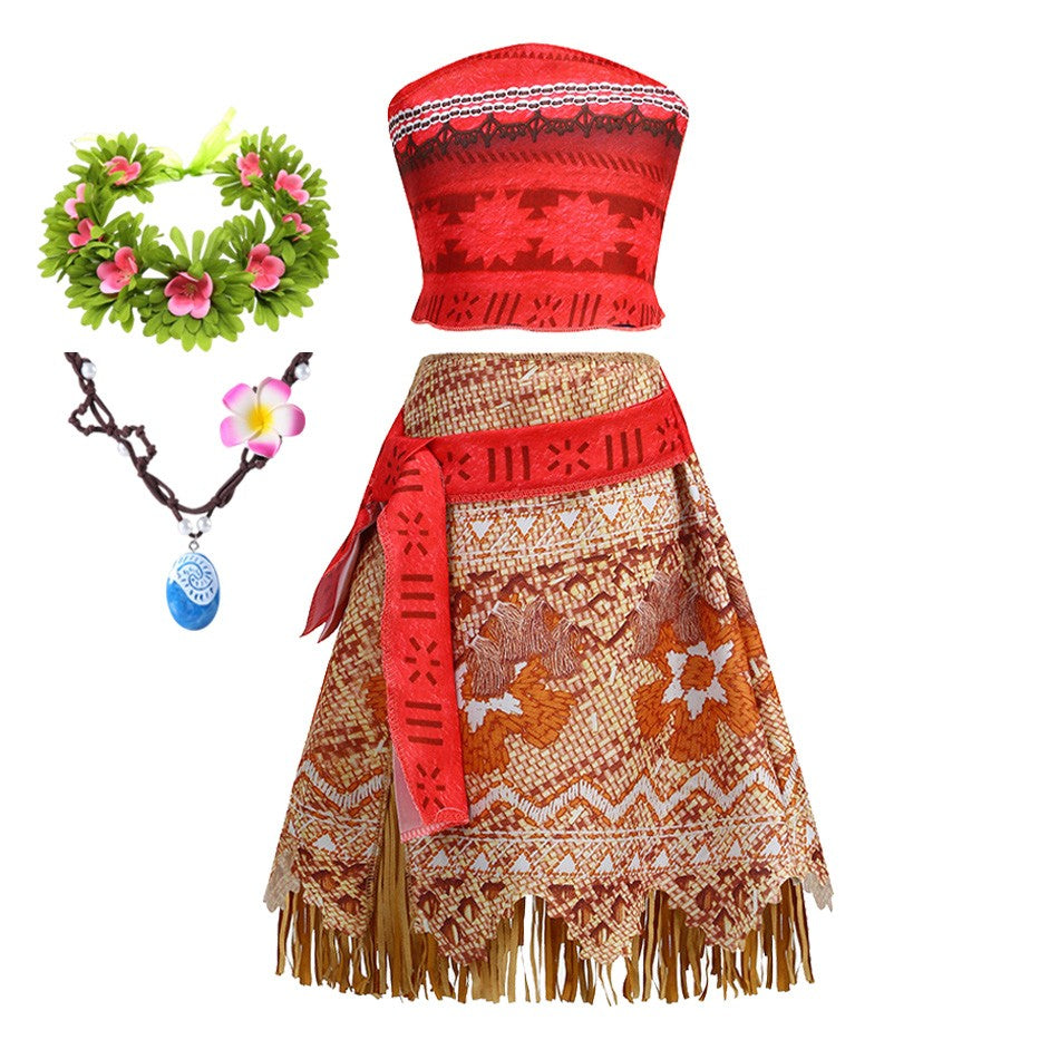 Girls Halloween Cosplay Moana Dress Ocean Adventure Role Play Costume Vaiana Princess Boys Maui Costume Vestidos Party Dress