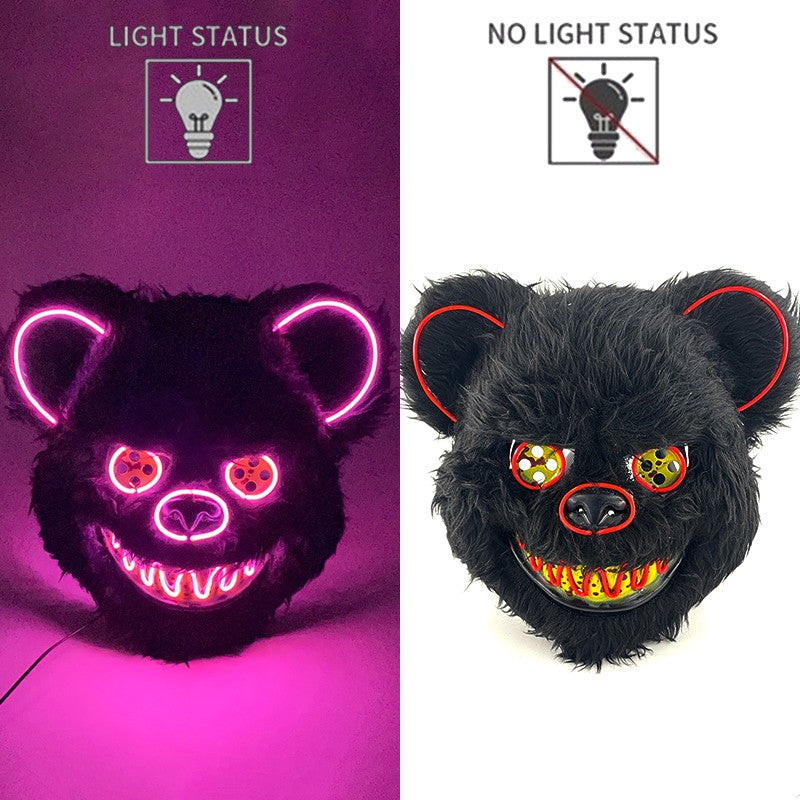 Hot Bloody Rabbit Bear Luminous LED Mask Halloween Horror Bunny Mask Carnival Party Props Cosplay Dress Up Headgear