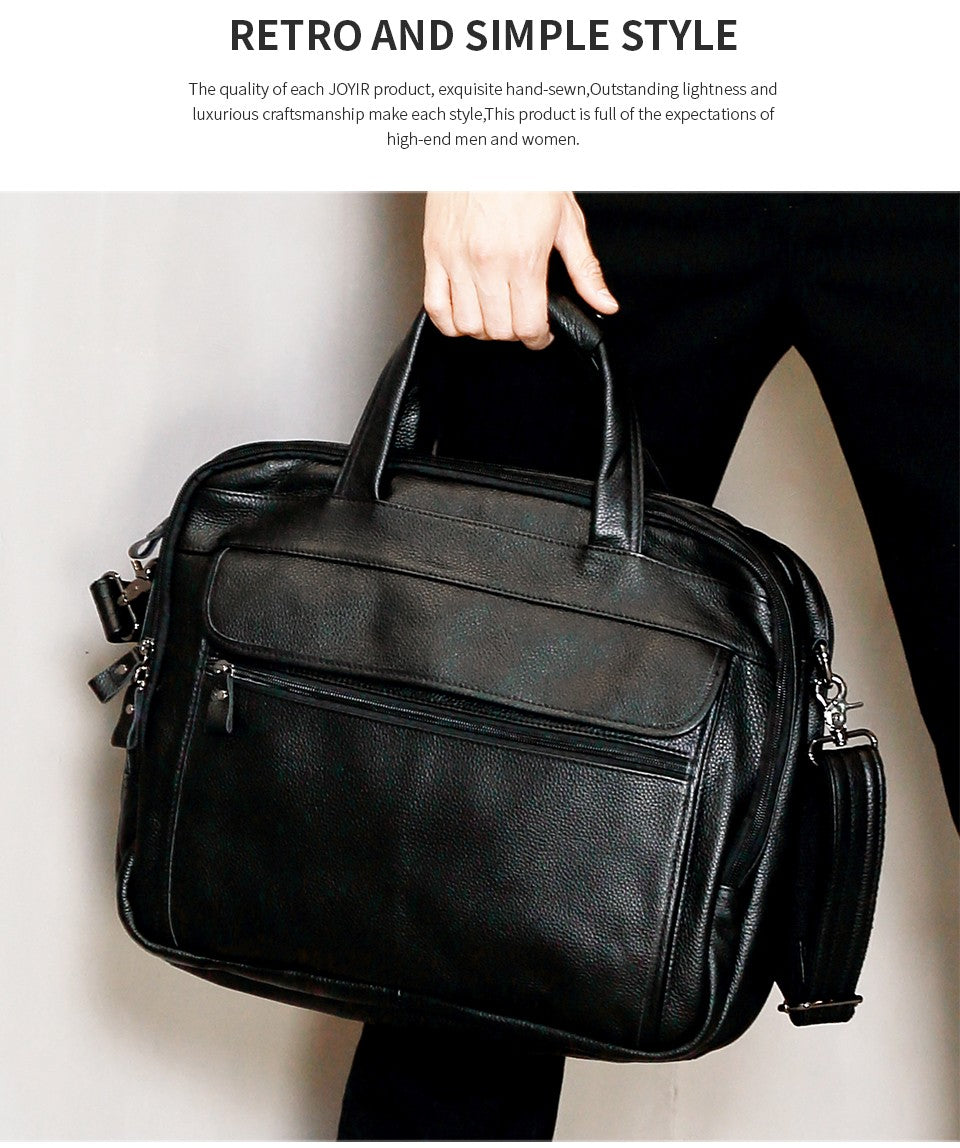 JOYIR Men Briefcases Genuine Leather Handbag 15.6"Laptop Messenger Shoulder Bag for Documents Men's Bag Business Totes 2022