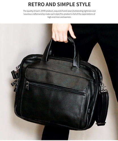 JOYIR Men Briefcases Genuine Leather Handbag 15.6"Laptop Messenger Shoulder Bag for Documents Men's Bag Business Totes 2022