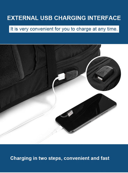 Mochila Masculina Antifurto Impermeável para Notebook de 17 polegadas com Carregamento USB, Mochila de Viagem de Negócios e Escolar Masculina