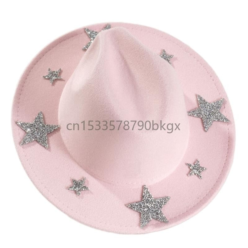 Elegant Western Hat Shimmering Rhinestones Star Sunproof Hat For Women Men Wear J78E