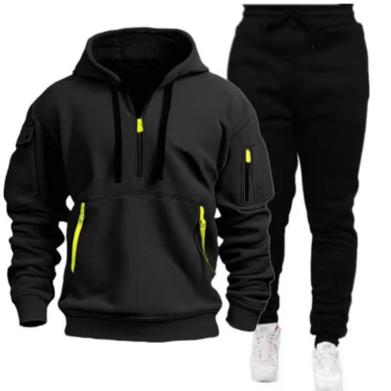 Men Tracksuit Casual Joggers Hooded Sportswear Jackets And Pants 2 Piece Sets Hip Hop Running Sports Suit S-XXXL