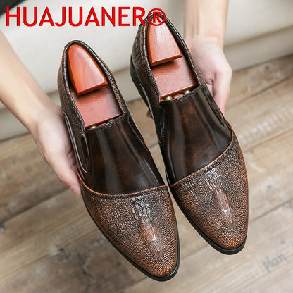 Luxury Crocodile Pattern Men Business Loafers Big Size Fashion Leather Comfortable Designer Wedding Social Formal Platform Shoes