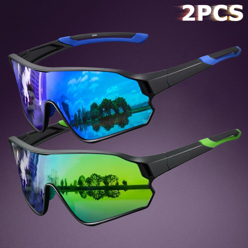 2 Pack Unisex Sports Sunglasses for Cycling, Fishing, Driving, Hiking - UV400 Protection Outdoor Eyewear