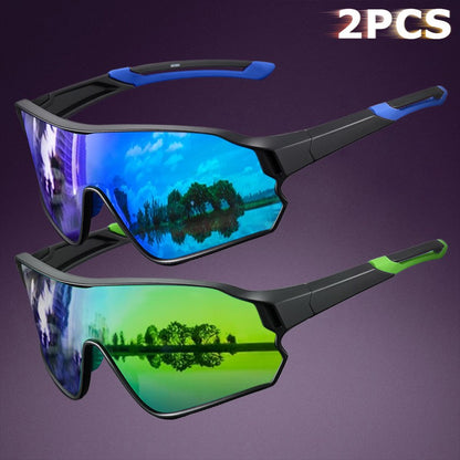2 Pack Unisex Sports Sunglasses for Cycling, Fishing, Driving, Hiking - UV400 Protection Outdoor Eyewear