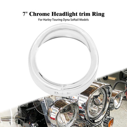 Anel de Acabamento do Farol de 7" para Motocicleta Estilo Viseira Preto/Cromado para Harley Touring Road King 94-2022 Electra Glide Softail FLD Trike