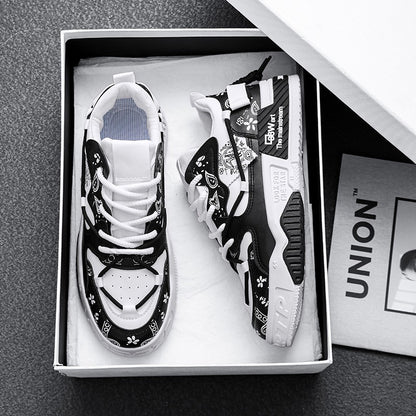 Men's thick soled casual shoes four season soft soled outdoor walking shoes student flat shoes youth fashion sports board shoes