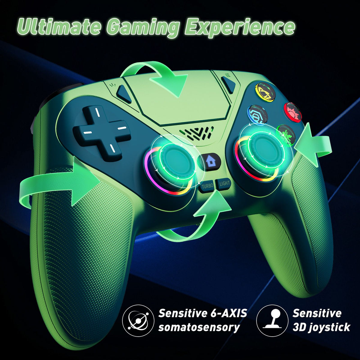 RGB Light Controller For PlayStation 5/PS5 Pro/Slim/PC Wireless Gamepad Marco/Turbo NO Drift Hall Effect Gaming Control Joystick