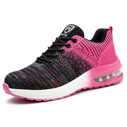 Sapatos de segurança leves para mulheres e homens, tênis de trabalho com amortecimento de ar, sapatos com bico de aço, botas de segurança para construção, sapatos de trabalho anti-impacto.