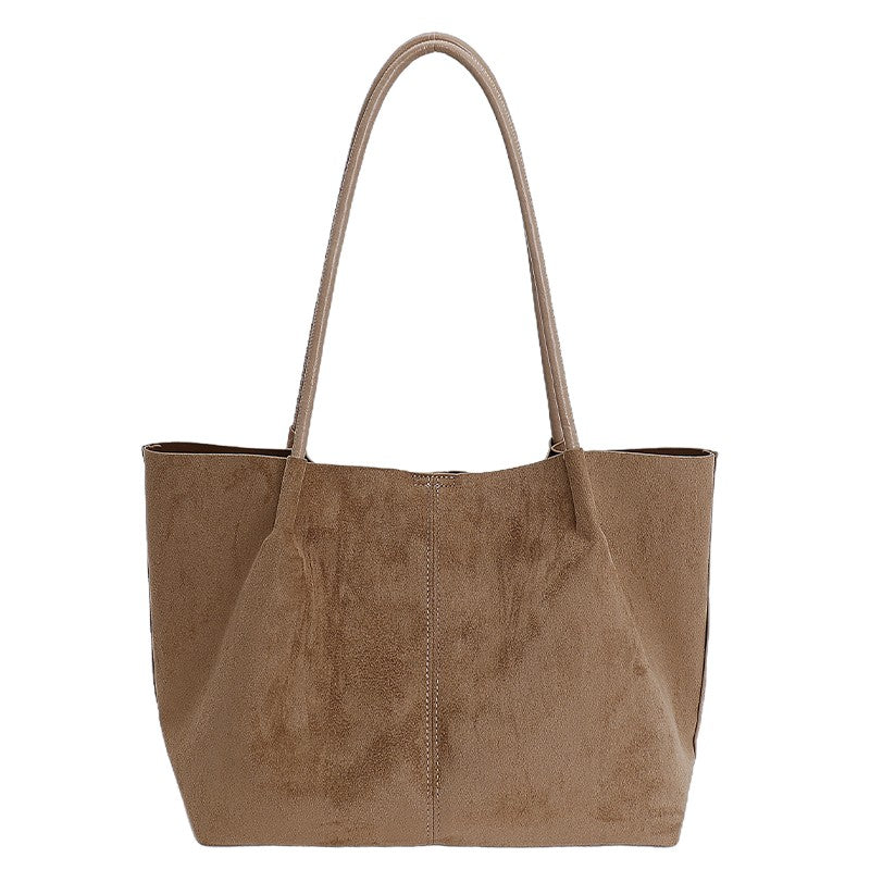 LEFTSIDE Women Faux Suede Shoulder Bag 2025 Winter Retro Soft Tote Bag Luxury Designer Trend Female High Capacity Handbags