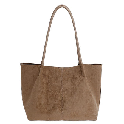 LEFTSIDE Women Faux Suede Shoulder Bag 2025 Winter Retro Soft Tote Bag Luxury Designer Trend Female High Capacity Handbags