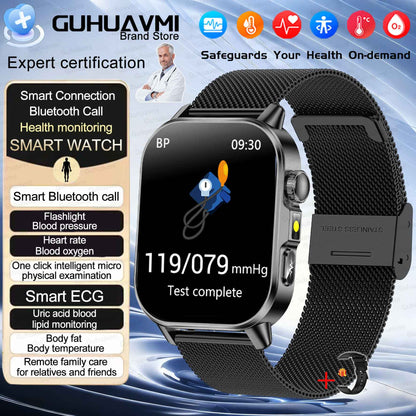 2026 New AI Health Diagnosis Smart Watch Body Analysis Uric Acid Blood lipids ECG+PPG Blood pressure call Smart watch Men Women
