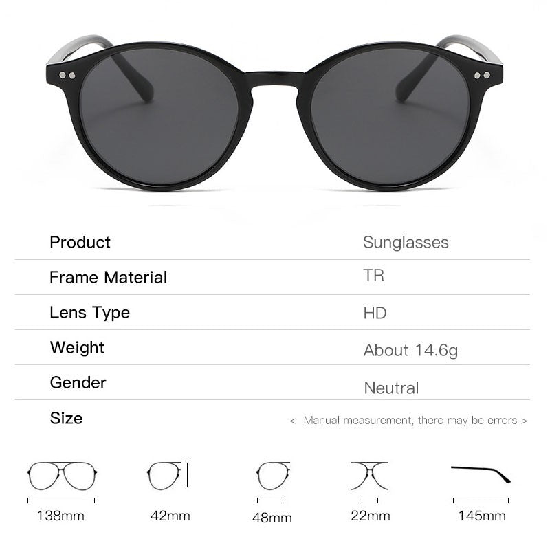 Óculos de Sol Polarizados Redondos Retrô Masculino Feminino Armação Clássica Leopardo Óculos de Sol Fashion Preto Dirigindo Masculino Feminino Goggles UV400