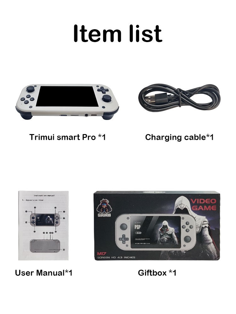 For Trimui M17 Smart Pro Handheld Game Console 4.96''IPS Screen Linux System Joystick RGB Lighting Retro Video Game Player Gift