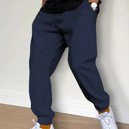 Men's Casual Pants Autumn Winter Fleece Sweatpants Men Running Jogger Sports Gym Trousers Fashion Solid Color Workout Long Pants