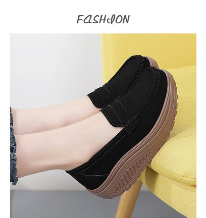 Ngouxm Women Flat Platform Loafers Ladies Elegant Suede Leather Moccasins Shoes Woman Slip On Moccasin Women's Casual Shoes