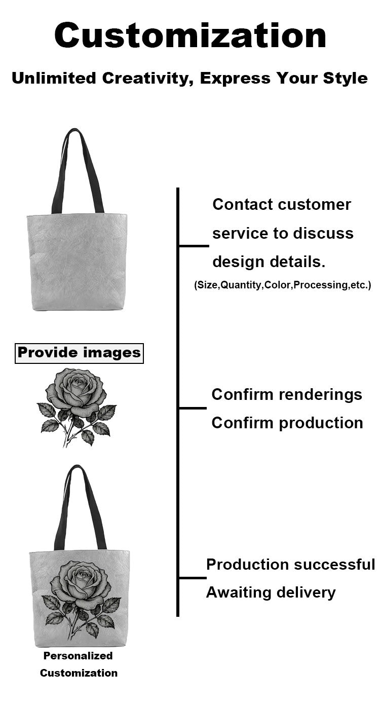 1 Piece Custom Tote Bag for Your Design Waterproof Dupont Paper Beach Bag Large Capacity Eco Shopping Shoulder Bag Woman