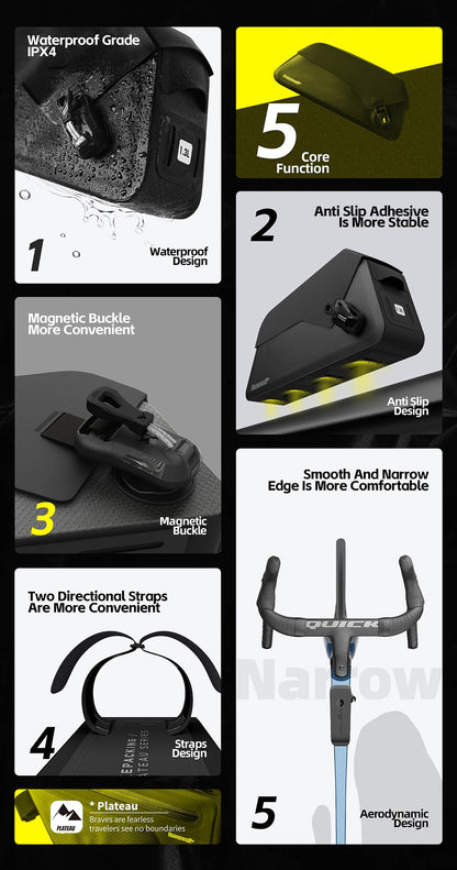 Rhinowalk Bicycle Top Tube Bag Waterproof Bike Front Frame Storage Bag Screw & Strap fixed Cycling Travel For MTB Road Gravel