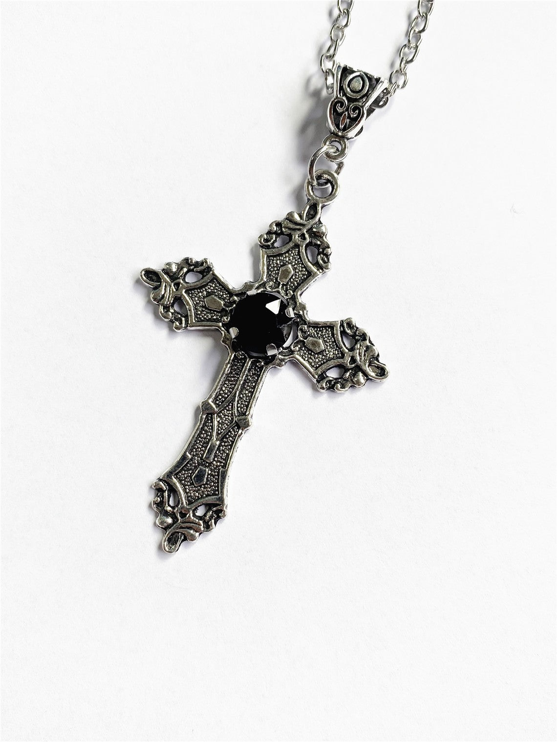 Gothic Cross Necklace For Women Men Punk Hollow Flower Cross Charms Choker Chain Vampires Pendant Jewelry Party Accessories Gift