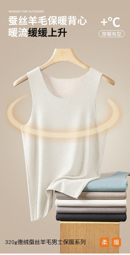 Comfortable Bamboo Fiber Thermal T Shirt Men Tank Top Wool High Quality Seamless Undershirt Winter Men's Warm Fleece Underwear