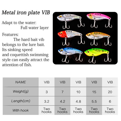 9 Peças Isca de Pesca Inverno Metal VIB Spinner Colher 3g 7g 10g 15g 20g Jigs Vibração Iscas Artificiais Truta Baixo Pesca Tackle