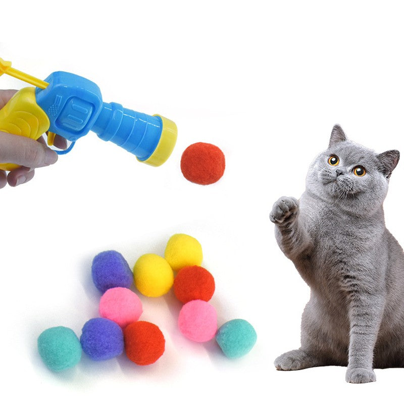 Bola de Pelúcia Atiradora de Gatos Aliviando a Depressão Brinquedo para Gatos Bola Silenciosa Mini Jogos de Armas Atiradoras de Bolas de Pelúcia Suprimentos para Animais de Estimação